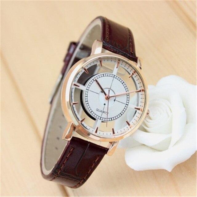 New Watch Men Business Fashion Skeleton Engraving Hollow Reloj Hombre Dress Wristwatch Leather Band Women Clock Relojes Mujer