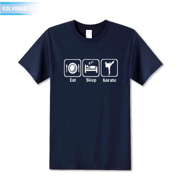 KOLVONANIG 2019 Summer Dress New Funny Eat Sleep Karate Funny Printed T Shirt Men's Sportswear Short Sleeve O-Neck Men T-shirt