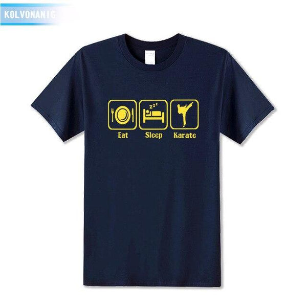 KOLVONANIG 2019 Summer Dress New Funny Eat Sleep Karate Funny Printed T Shirt Men's Sportswear Short Sleeve O-Neck Men T-shirt