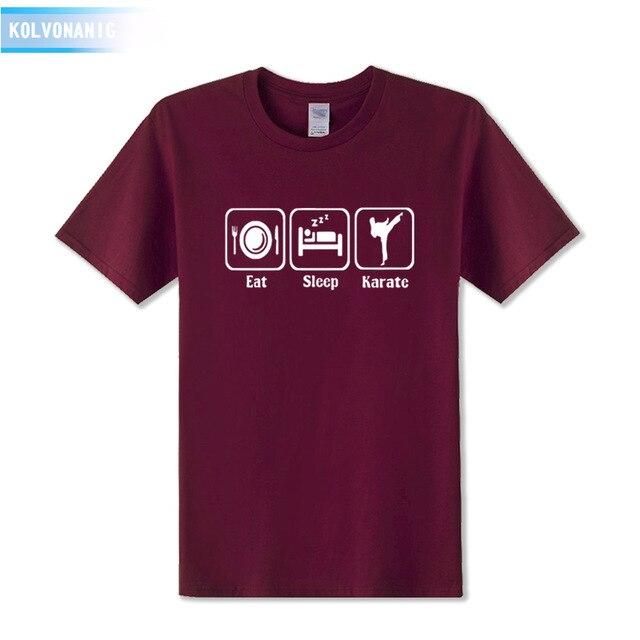 KOLVONANIG 2019 Summer Dress New Funny Eat Sleep Karate Funny Printed T Shirt Men's Sportswear Short Sleeve O-Neck Men T-shirt