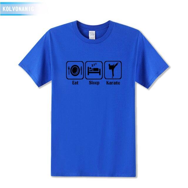 KOLVONANIG 2019 Summer Dress New Funny Eat Sleep Karate Funny Printed T Shirt Men's Sportswear Short Sleeve O-Neck Men T-shirt