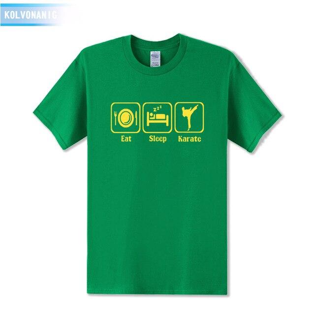 KOLVONANIG 2019 Summer Dress New Funny Eat Sleep Karate Funny Printed T Shirt Men's Sportswear Short Sleeve O-Neck Men T-shirt