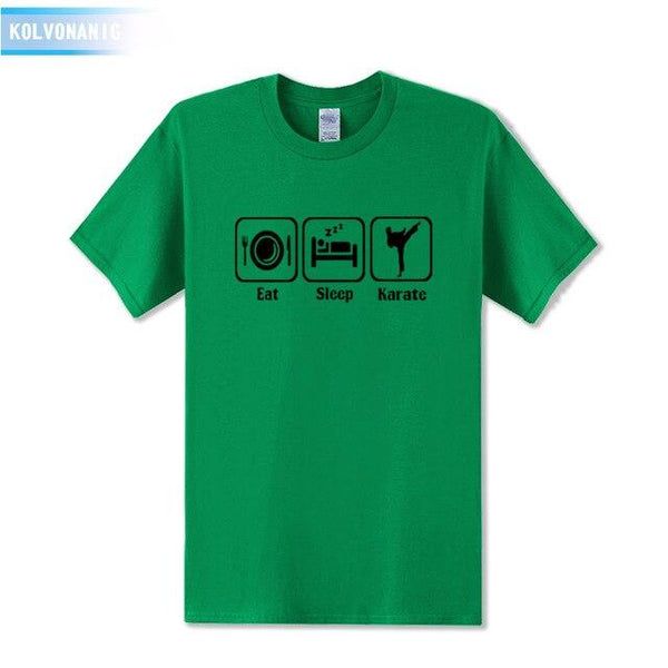 KOLVONANIG 2019 Summer Dress New Funny Eat Sleep Karate Funny Printed T Shirt Men's Sportswear Short Sleeve O-Neck Men T-shirt