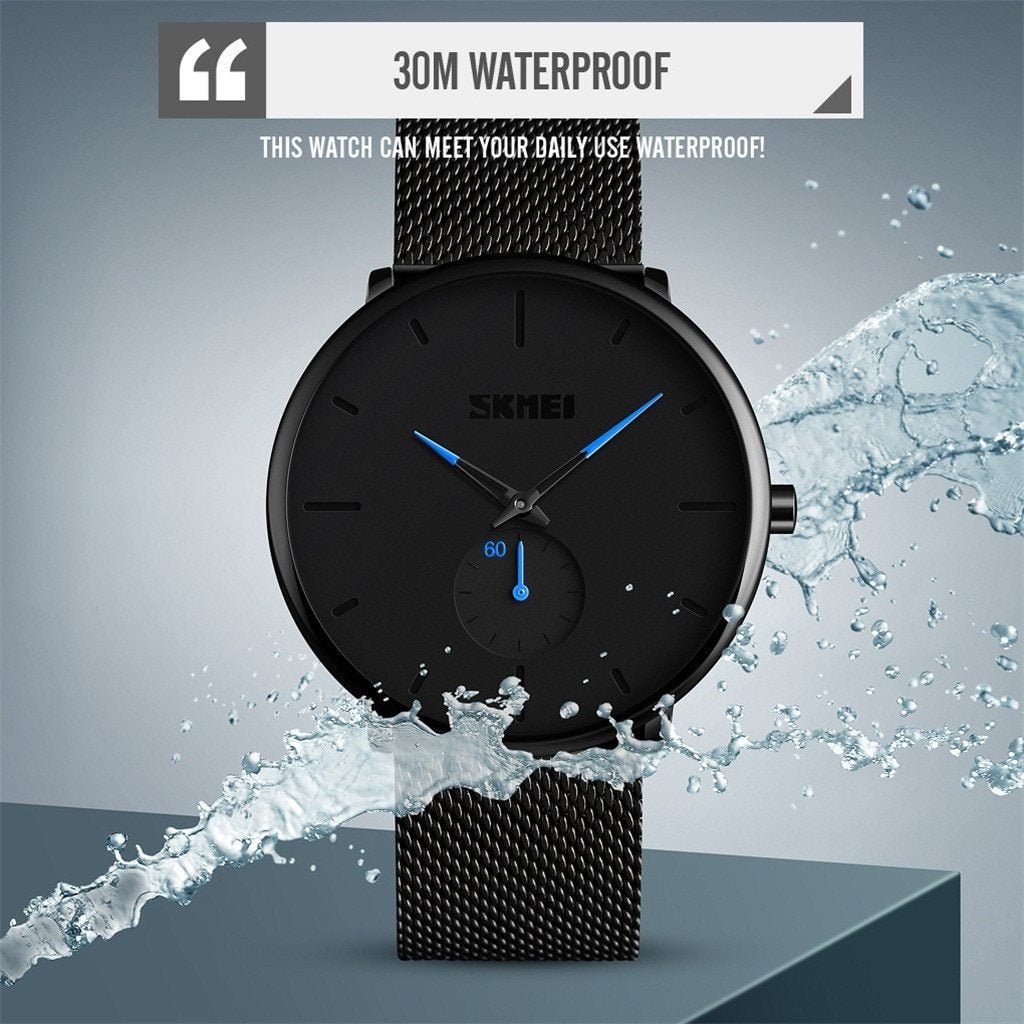 30M waterproof Mens Minimalist Ultra-Thin Analog Dress Stainless Steel Wrist Smart Watch High transparent glass SmartWatch