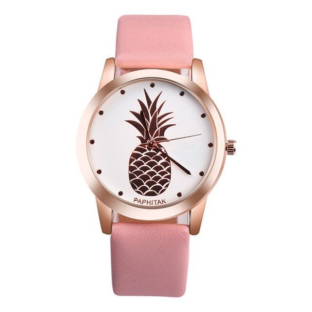 Women Men Watches New Fashion Pineapple Faux Leather Analog Quartz Wristwatch Luxury Ladies Casual Dress Watch reloj mujer #C