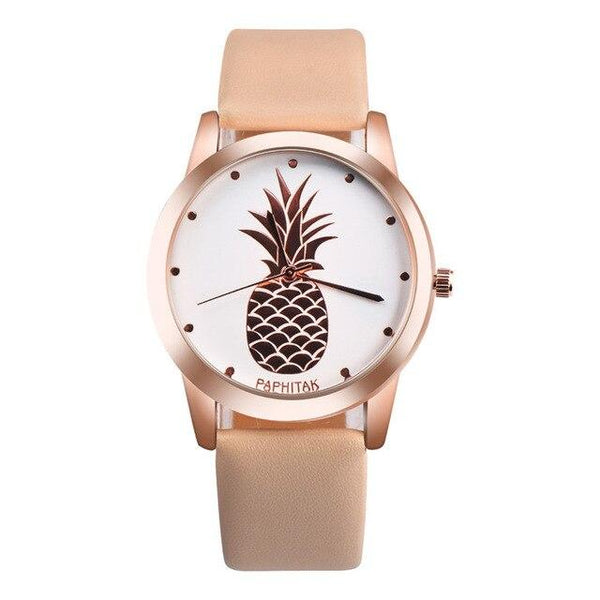 Women Men Watches New Fashion Pineapple Faux Leather Analog Quartz Wristwatch Luxury Ladies Casual Dress Watch reloj mujer #C