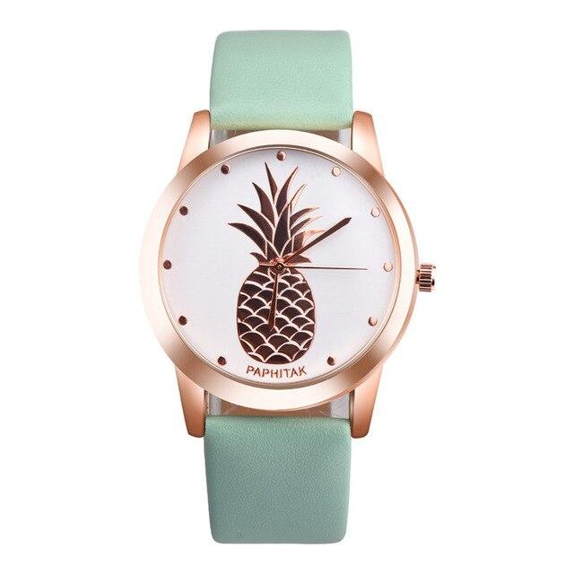 Women Men Watches New Fashion Pineapple Faux Leather Analog Quartz Wristwatch Luxury Ladies Casual Dress Watch reloj mujer #C