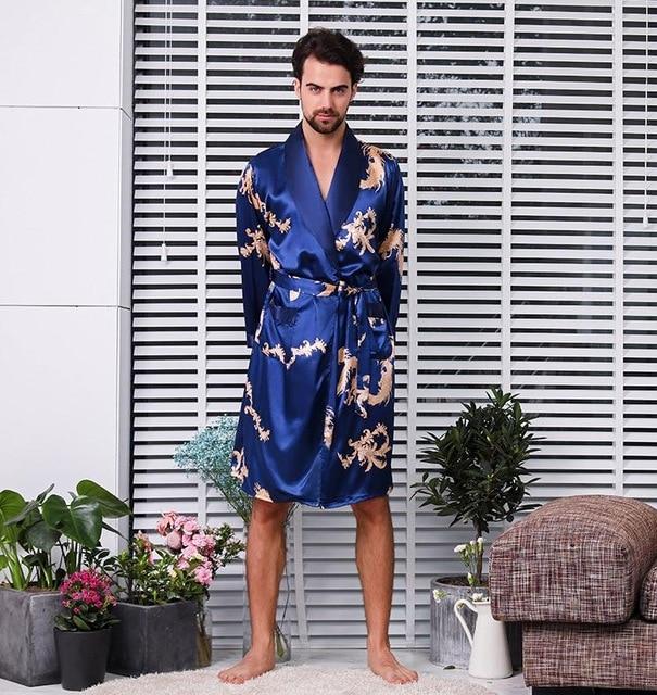 Luxury Designer Men's Silk Robes 5XL Pajamas Sleepwear Male Soft Bathrobe Oversized Satin Nightgown Man Summer Home Clothing