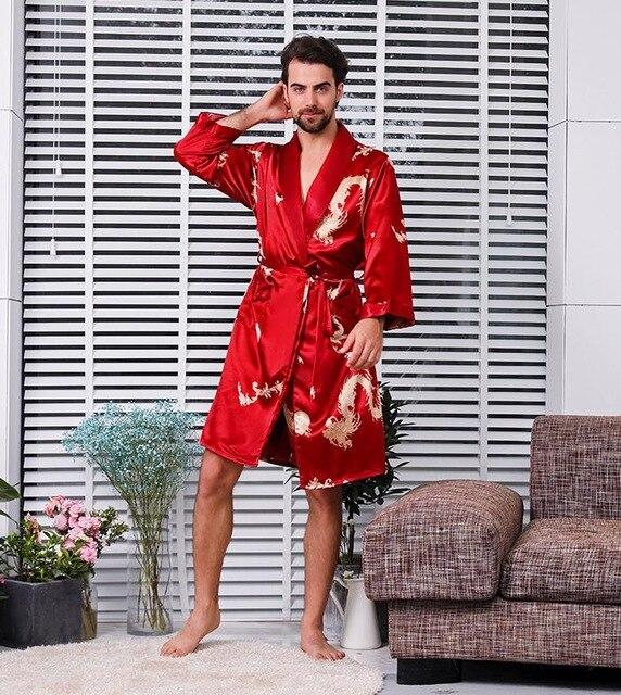 Luxury Designer Men's Silk Robes 5XL Pajamas Sleepwear Male Soft Bathrobe Oversized Satin Nightgown Man Summer Home Clothing