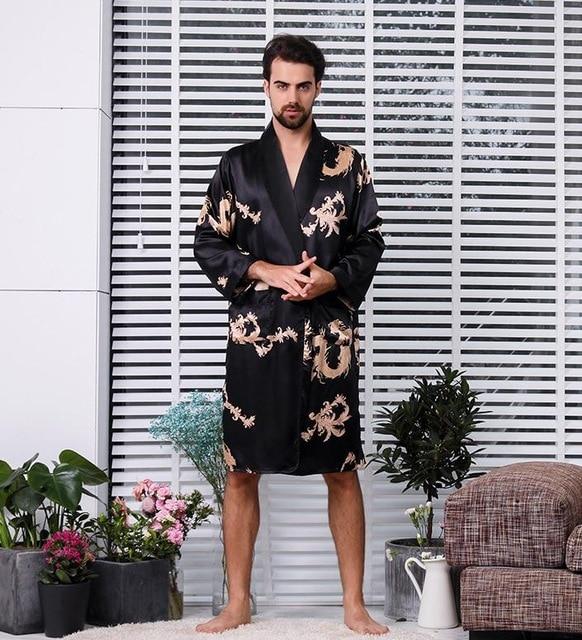 Luxury Designer Men's Silk Robes 5XL Pajamas Sleepwear Male Soft Bathrobe Oversized Satin Nightgown Man Summer Home Clothing