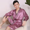 2019 summer men's silk satin bathrobe robe long solid silk pajamas men silk nightgown sleepwear kimono homme dressing