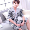 2019 summer chinese men's robe kimono faux silk bath gown bathrobe nightgown casual sleepwear hombre pijama