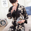2019 summer navy blue chinese men's robe kimono faux silk bath gown bathrobe nightgown sleepwear hombre pijama