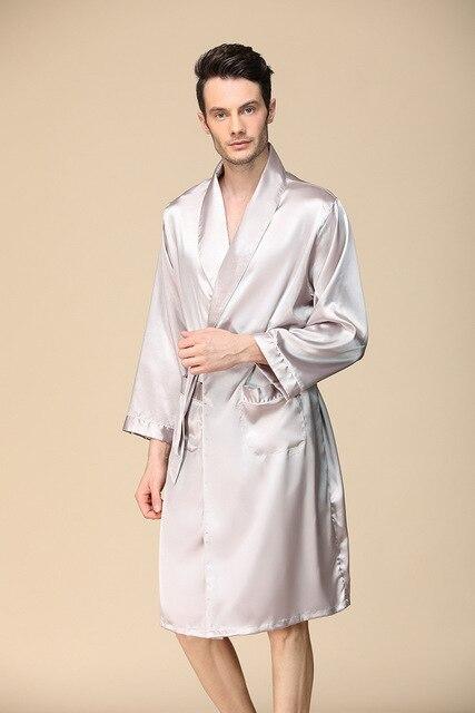 Kimono Men Silk Robe Men Men's One-piece Silk Nightgown Spring Thin Silk Long-sleeved Pajamas Oversized Bathrobe Men Sleepwear
