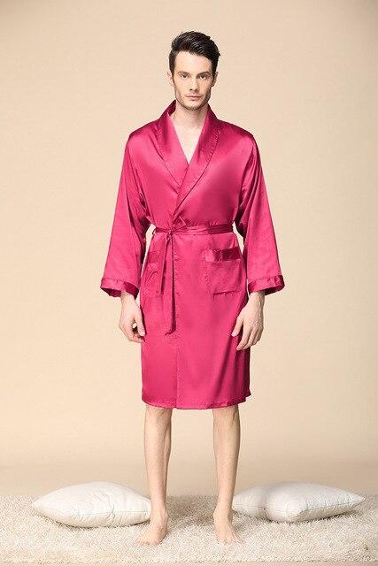 Kimono Men Silk Robe Men Men's One-piece Silk Nightgown Spring Thin Silk Long-sleeved Pajamas Oversized Bathrobe Men Sleepwear