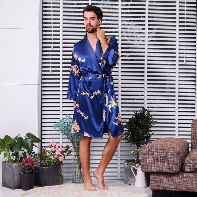 Luxury Designer Men's Silk Robes 5XL Pajamas Sleepwear Male Soft Bathrobe Oversized Satin Nightgown Man Summer Home Clothing