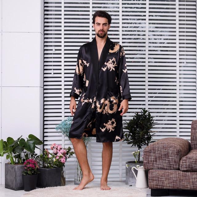 Luxury Designer Men's Silk Robes 5XL Pajamas Sleepwear Male Soft Bathrobe Oversized Satin Nightgown Man Summer Home Clothing