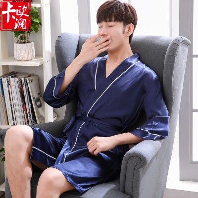 Women's Robes kimono Silk Sleepwear Men Women Lounge Nightgown Bathrobe