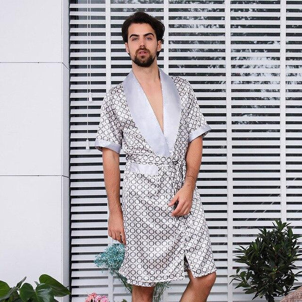 Luxury Designer Men's Silk Kimono Robe Plus 5XL Short Sleeve Sleepwear Bathrobe Oversized Satin Nightgown Summer Home Clothing