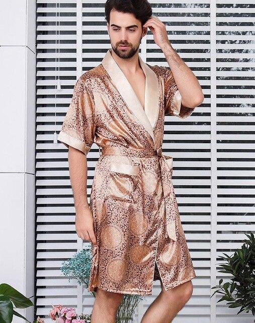 Luxury Designer Men's Silk Kimono Robe Plus 5XL Short Sleeve Sleepwear Bathrobe Oversized Satin Nightgown Summer Home Clothing