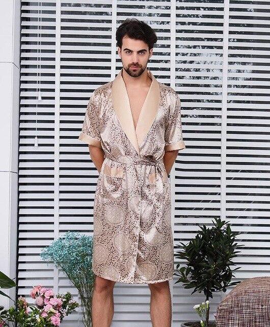 Luxury Designer Men's Silk Kimono Robe Plus 5XL Short Sleeve Sleepwear Bathrobe Oversized Satin Nightgown Summer Home Clothing