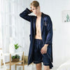 2PCS Summer Simulation Silk Kimono Men Bathrobe/Pyjama/Pajama Comfortable Satin Household Shorts/Pants Nightgown Sets C75456AD