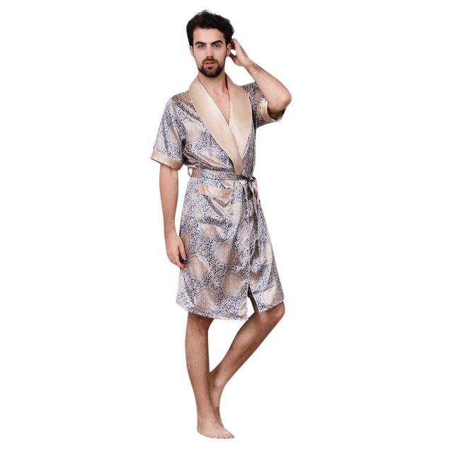 Men's Simulation Silk Pajama Set Men Pajamas Sleepwear Men Sexy Modern Style Soft Cozy Satin Nightgown Men Summer Thin Set 2 PCS