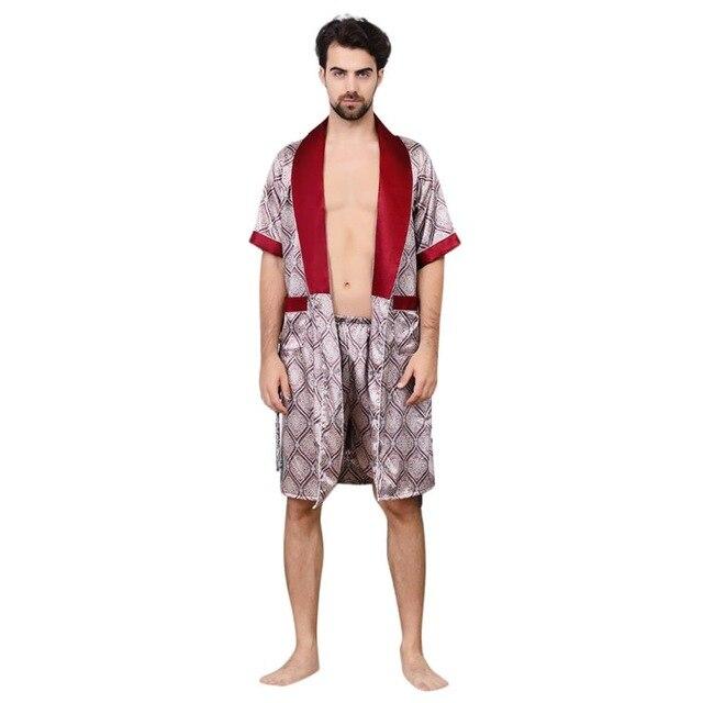 Men's Simulation Silk Pajama Set Men Pajamas Sleepwear Men Sexy Modern Style Soft Cozy Satin Nightgown Men Summer Thin Set 2 PCS