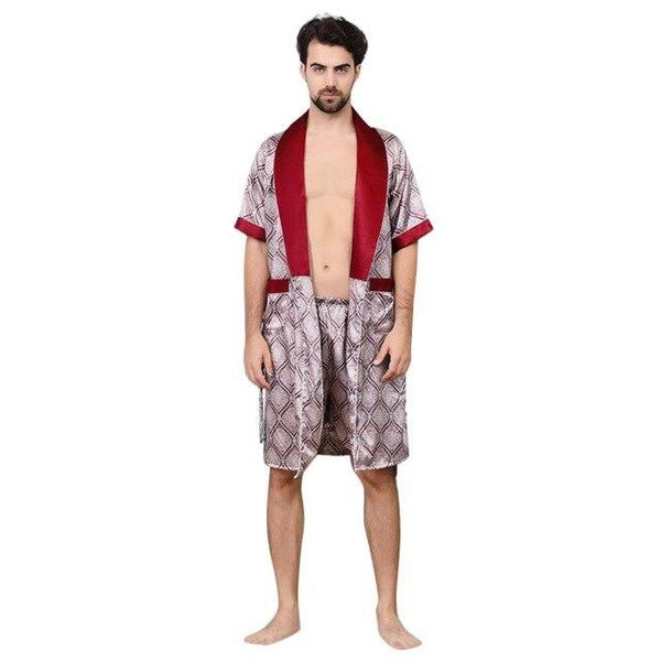 Men's Simulation Silk Pajama Set Men Pajamas Sleepwear Men Sexy Modern Style Soft Cozy Satin Nightgown Men Summer Thin Set 2 PCS