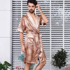 2019 New Summer Man Luxury Bathrobe Pyjama Mens Print Plus Size M-5XL Silk Satin Short sleeve Sleepwear Male Nightgown Silk Robe