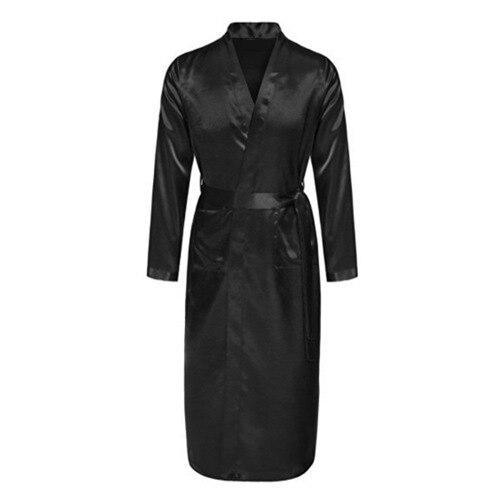Burgundy Mens Robe Hot Sale Faux Silk Kimono Bath Gown Bathrobe Nightgown Sleepwear Hombre Pijama Size S M L XL XXL ZhM055