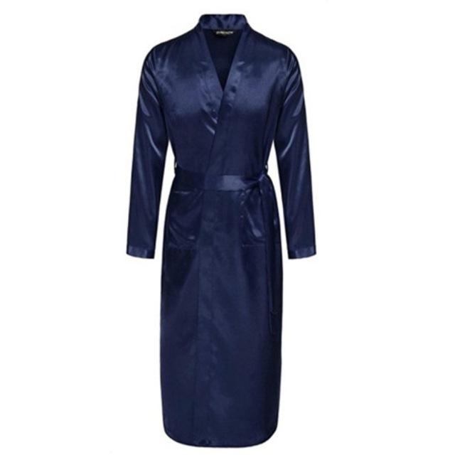 Men Sexy Faux Silk Kimono Bathrobe Gown Chinese Style Male Robe Nightgown Sleepwear Robes Male Bathrobe Casual Home Loungewear