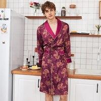 summer silk men robes  bathrobe man Bath Gown Casual Silky Homewear Male Sleep Nightgown Sleepwear Sleepshirts Pijama Mujer 2019