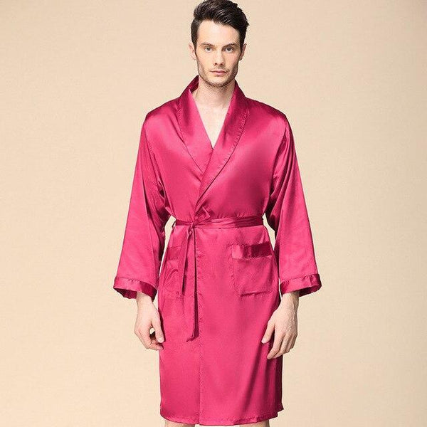 Men's Silk Nightgown Spring autumn Thin Long Sleeve Silk Robe Large Size Kimono Bathrobe Plus Size Sleepwear hooded robe