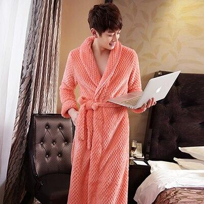 On Sale Mens Thick Waffle Extra Long Kimono Bath Robe Soft as Silk Bathrobe Men Warm Winter Robes Male Dressing Gown Nightgowns