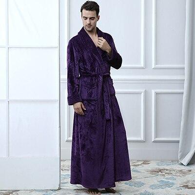 New Style Lovers Silk Soft Flannel Long Kimono Bath Robe Men Waffle Winter Bathrobe Mens Robes Dressing Gown Nightgowns for Male