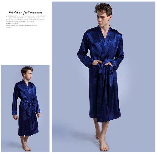 Soft Men's Pajamas Pajama Sleepwear Robe Robes Nightgown Robes Long Sleeve  Plus Beige Blue Stripe N30D