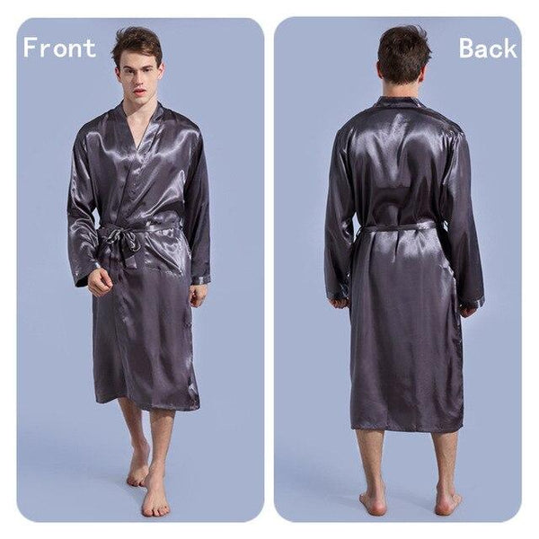 Soft Men's Pajamas Pajama Sleepwear Robe Robes Nightgown Robes Long Sleeve  Plus Beige Blue Stripe N30D