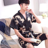 2019 summer faux silk mens robe dressing gown for man sleepwear mens kimono male night gowns men pajamas dragon bathrobe