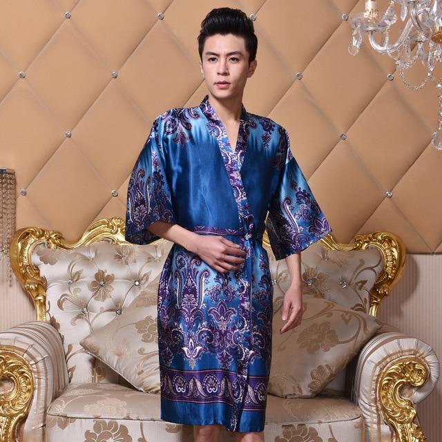 2019 summer men luxury silk flannel spa bathrobe mens long kimono bath robe male bathrobes warm night dressing gown