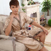 2019 summer men luxury silk flannel spa bathrobe mens long kimono bath robe male bathrobes warm night dressing gown