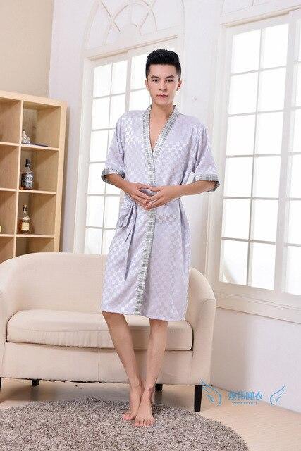 2019 summer men luxury silk flannel spa bathrobe mens long kimono bath robe male bathrobes warm night dressing gown