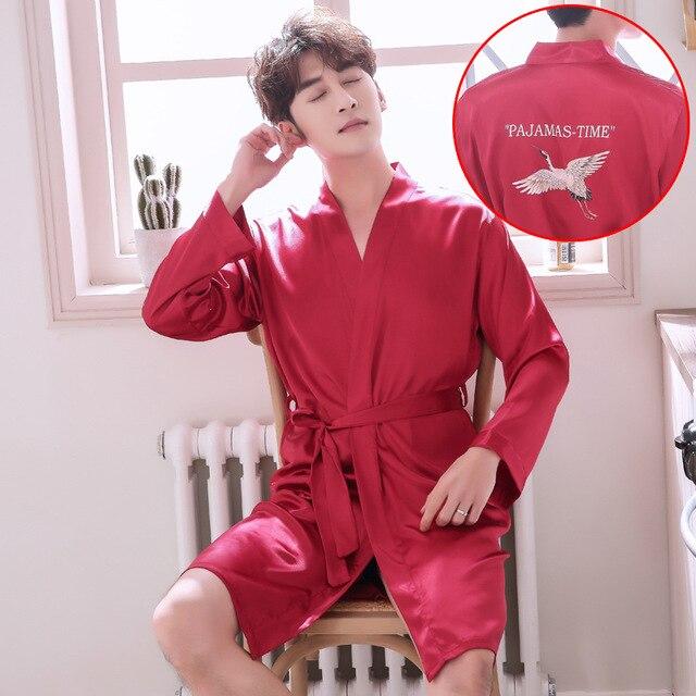 2019 summer arrival lovers luxury silk flannel long bathrobe mens kimono bath robe men women night dressing gown male bathrobes