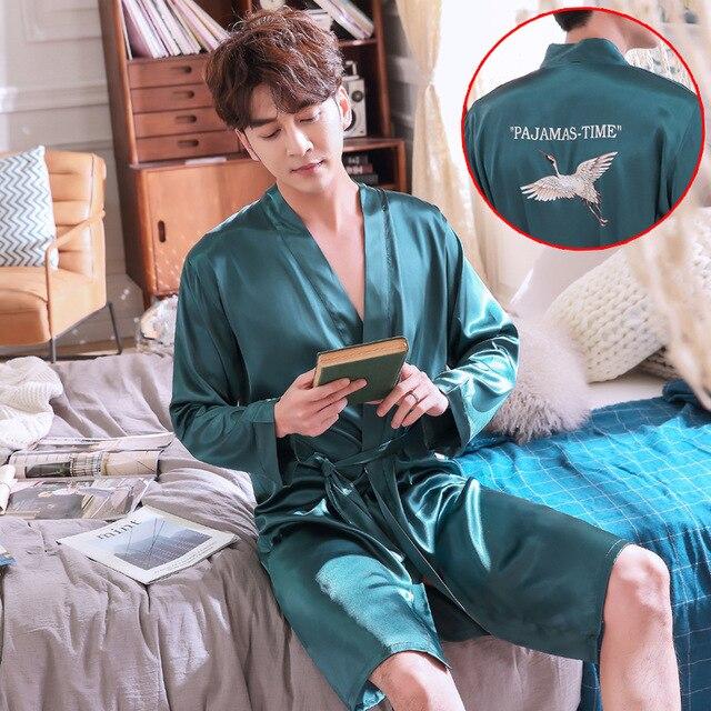 2019 summer arrival lovers luxury silk flannel long bathrobe mens kimono bath robe men women night dressing gown male bathrobes