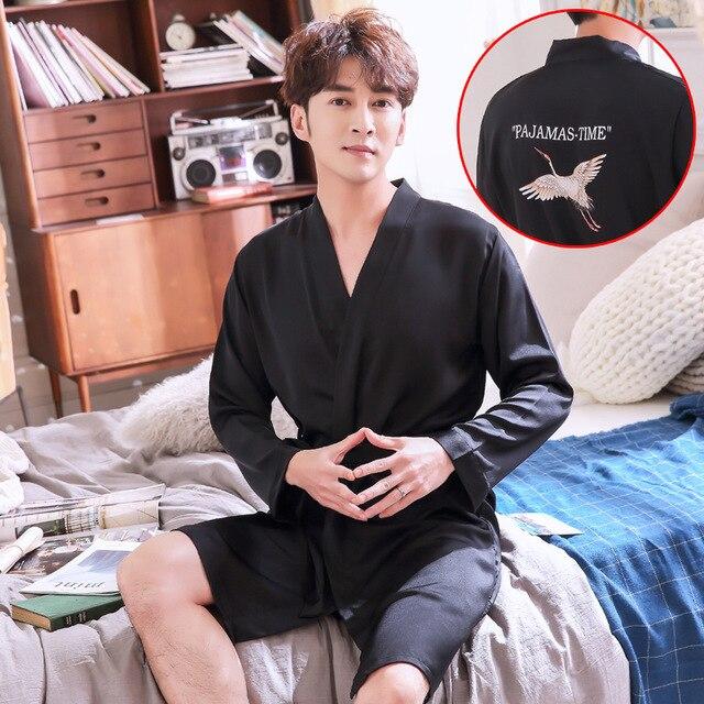 2019 summer arrival lovers luxury silk flannel long bathrobe mens kimono bath robe men women night dressing gown male bathrobes