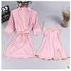 2018 new style womens nightgown two-piece set of sexy thin silk robe night skirt house home sleepwear silk braces skirt