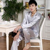 2019 summer satin silk pajamas shorts for men rayon silk sleepwear male pajama set soft nightgown for men pyjamas