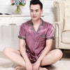 2019 summer satin silk pajamas shorts for men rayon silk sleepwear male pajama set soft nightgown for men pyjamas