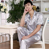 2019 summer satin silk pajamas shorts for men rayon silk sleepwear male pajama set soft nightgown for men pyjamas