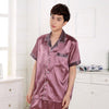 2019 summer satin silk pajamas shorts for men rayon silk sleepwear male pajama set soft nightgown for men pyjamas